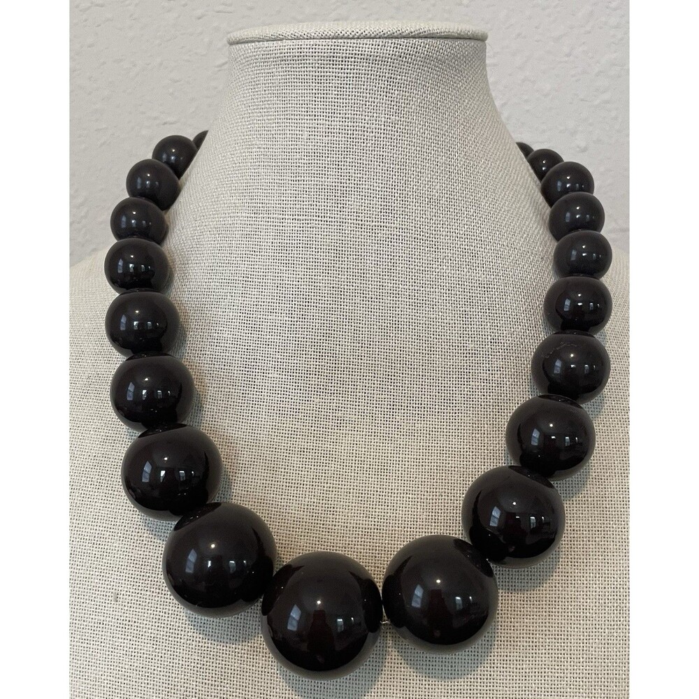 Chunky Brown Bead Vintage Talbots Gold-tone Magnetic Clasp NecklaceFor Women